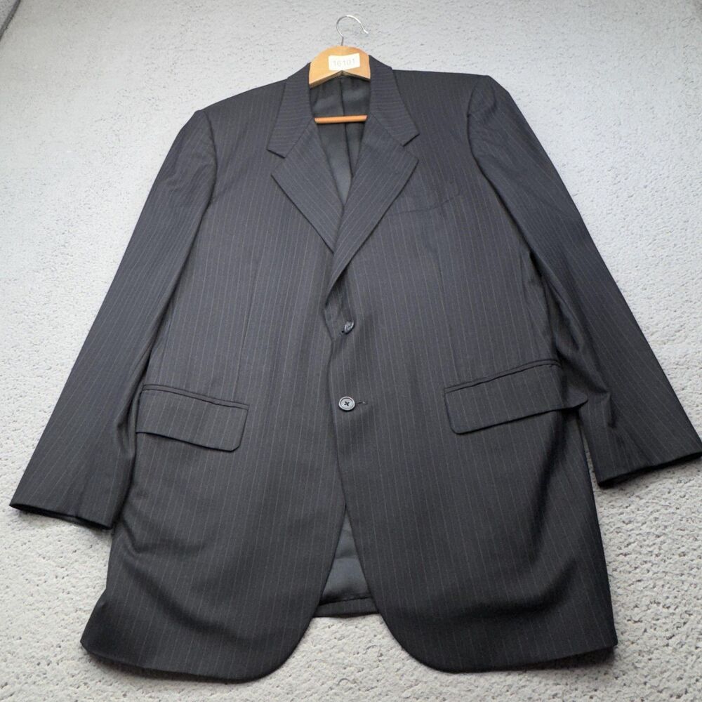 Royal Classic Blazer Mens‎ 46 Gray Pinstripe Wool Holland & Sherry Made USA